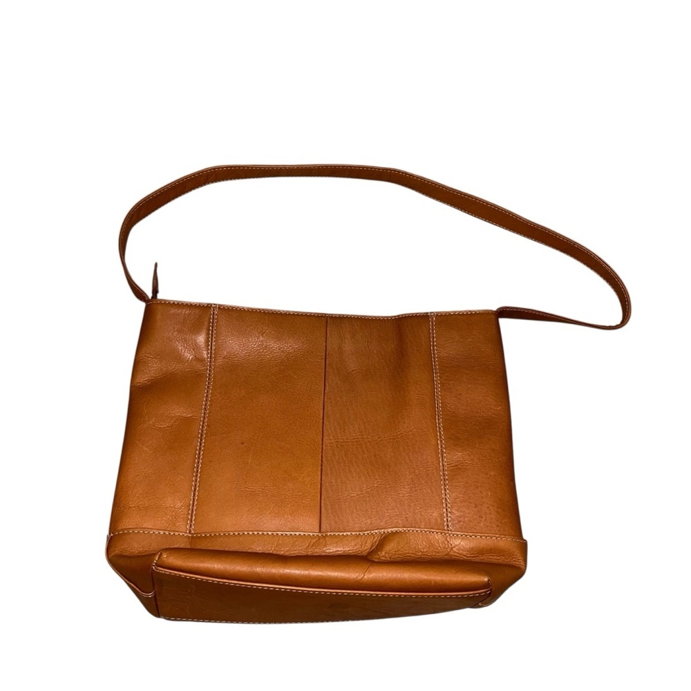 Brown leather purse shoulder bag tote le donne 10” x 15”